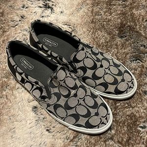 COACH WOMEN ALEGRA SIGNATURE LOGO BLACK CASUAL SLIP-ON SHOES